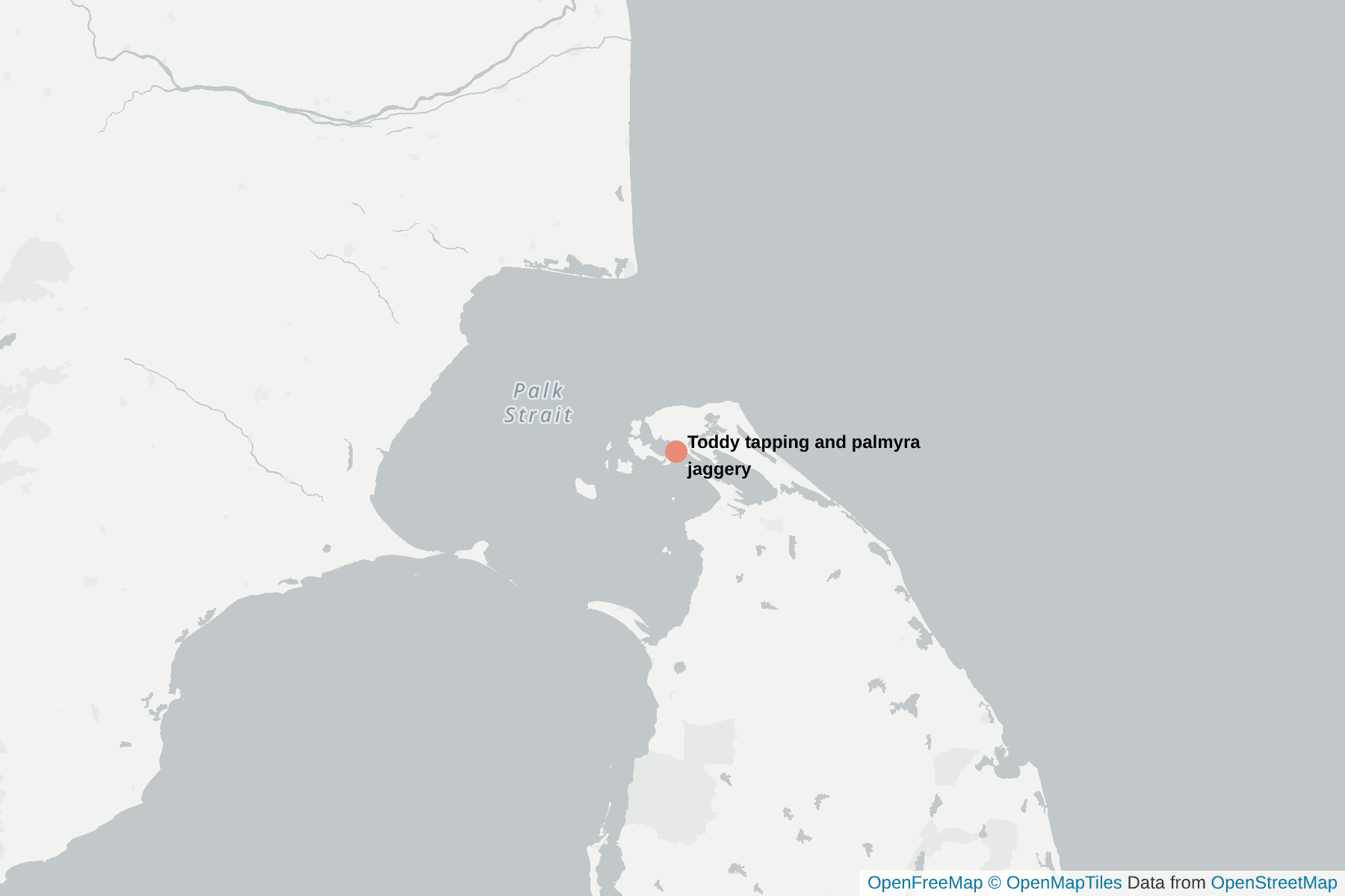 Map of Toddy tapping and palmyra jaggery