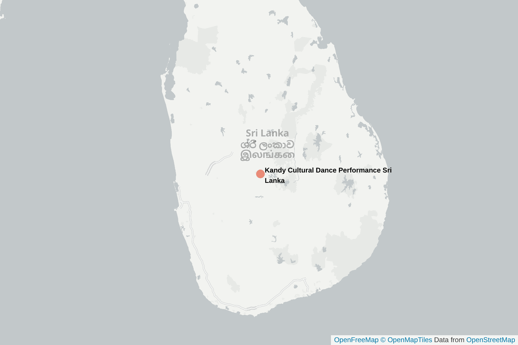 Map of Kandy Cultural Dance Performance Sri Lanka